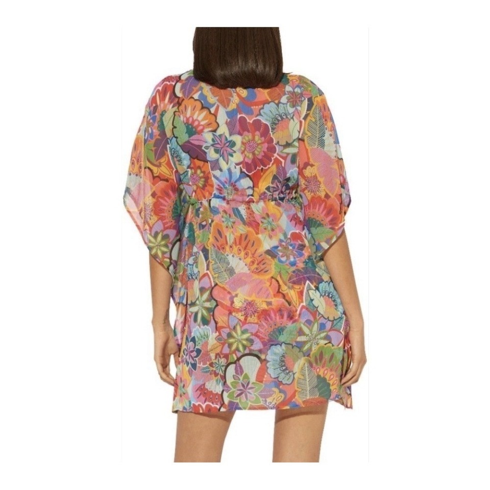 Bleu by Rod Beattie Caftan Tropical Floral Swim Cover-Up Multicolor Size M Beach - Picture 2 of 12
